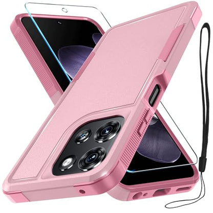 for Moto G 5G 2025 Case, Full Body Heavy Duty Rugged Shockproof Protective Phone Cover with Lanyard Strap, Tempered Glass Screen Protector, Cute Pink | with Tempered Glass Screen Protector+Lanyard Strap,Rugged Shockproof Protective Phone Case - color: Cut
