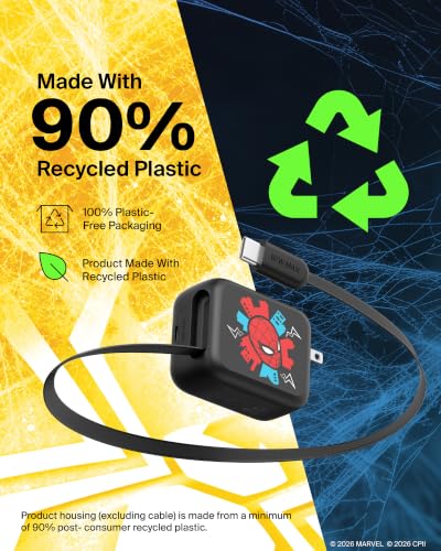 Belkin Marvel Spider-Man 67W USB C Retractable Charger Block Fast Charging - color: Spider Man, style: 67W