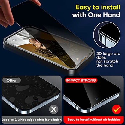 ImpactStrong Anti-Spy Privacy Screen Protector for iPhone 14 Pro (6.1-Inch), 9H Tempered Glass, Shatter-Resistant, Anti-Scratch, Easy Install Kit, Case Friendly, 2-Pack - size: iPhone 14 Pro