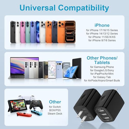 USB Wall Charger Plug Multi Port Quick Charge Block Cube 3.1A Power Adapter - color: all black