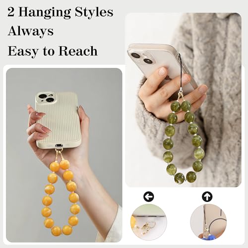 Marble Beaded Phone Wrist Strap Colorful Phones Charm Anti Theft Phones Chain Detachable Hand-Free Y2k Tops - color: Fleshcolor