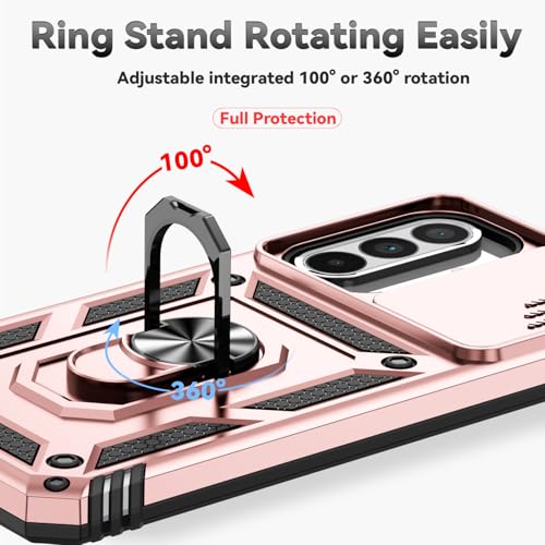 for Samsung Galaxy A36 5G Case with Slide Camera Cover HD Screen Protector [Military Grade 16ft. Drop Tested] Magnetic Ring Holder Kickstand Protective Phone Case for Galaxy A36 5G 2025, Rose Gold - color: Rose Gold w/ Slide Camera 2nd gen. Military Grade