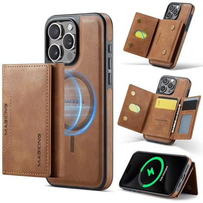 K2 2 in 1 Detachable Magnetic Phone Cases Compatible with iPhone 16 Pro Max Case with Card Holder RFID Blocking, Compatible with Magsafe Wallet, Leather 6.9'' (Brown, iPhone 14 Pro Max) - color: Brown, size: iPhone 14 Pro Max