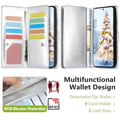 Varikke for Galaxy S26 Ultra Wallet Case Magnetic Detachable, Silver - color: Silver, size: Galaxy S26 Ultra 6.9"
