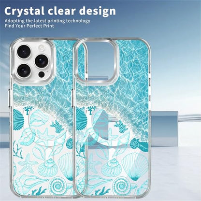 VisEnt Clear Case for iPhone 15 ProMax, Magnetic Phone Case, Transparent Slim Cover, Military Grade Protection, Shockproof, Anti-Yellowing, Scratch Resistant, Ocean Wave Shell - color: Ocean Wave Shell, size: Iphone 15 Pro Max
