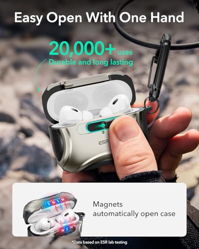 ESR for AirPods Pro 2 Case, Compatible with MagSafe, Cyber Series, Tianium - color: Titanium, size: AirPods Pro 2&1 Case