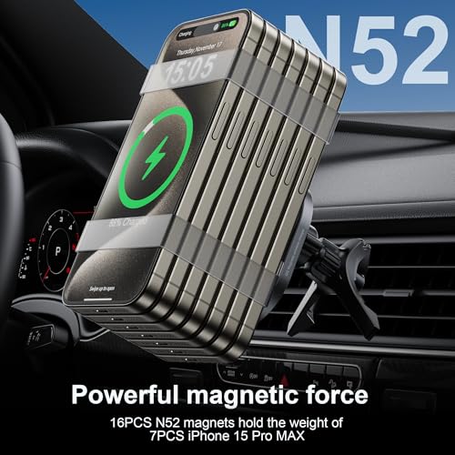 HURMAI for Qi2 Car Mount Charger 15W MagSafe Wireless for iPhone