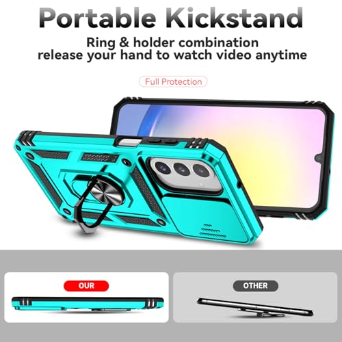 for Samsung Galaxy A17 / Galaxy A26 5G Case, with Slide Camera Cover HD Screen Protector [Military Grade Drop Tested] Ring Holder Kickstand Protective Phone Case for Samsung Galaxy A17, Mint - color: Mint w/ Slide Camera 2nd gen. Military Grade