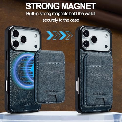 L3 2 in 1 Detachable Leather Wallet and Phone Cases Compatible with iPhone 17 Pro Max Case with Card Holder RFID Blocking, Compatible with Magsafe Charging 6.9 Kickstand (Blue, IP 17 Pro Max) - color: Blue, size: 6.9