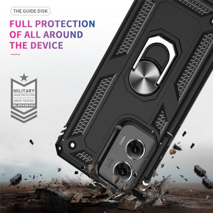 LeYi for Motorola Moto G-Stylus-5G 2024 Case [Not Fit G 5G 2024]: with Glass Screen Protector Camera Lens Protector, Heavy Duty Shockproof Phone Cover Funda para Ring Stand Moto G Stylus 2024, Black | Glass Screen Protector, Military-Grade PC TPU Rugged P