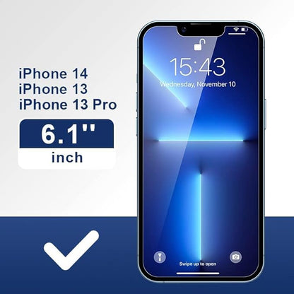 ImpactStrong Shatterproof Tempered Glass Screen Protector for iPhone 14 [Easy Installation Frame] [Bubble Free] [9H Hardness] [Full Coverage] Case Friendly, 6.1 Inch - (3-Pack) - size: iPhone 14