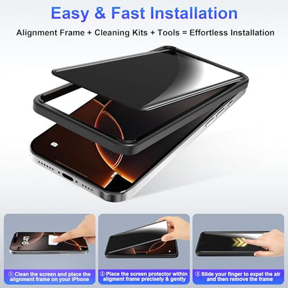 2-Pack Privacy Screen Protector for iPhone 15 Plus, Anti-Spy Tempered Glass, 3D Curved Edges, 3X Shatterproof, Easy Installation Tool, Full Coverage Case Friendly