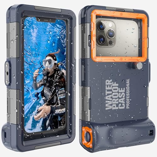 2026 Underwater Snorkeling Diving Phone Case for Phone 17/16/15/14/13/12Pro Max/Galaxy S26/S25/S24/S23.(50ft/15m) Professional Scuba Dive Waterproof Case Underwater Photo Video（Blue） - color: Blue