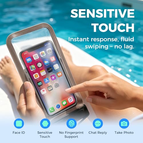 Wokyo 2Pack Waterproof Phone Pouch, IPX8 Double Space Cellphone Dry Bag Provides Full Underwater Protection Up to 7.5" Phone Protector with Secure Locking System Lanyard for Travel Beach Swimming - color: Black + Pink