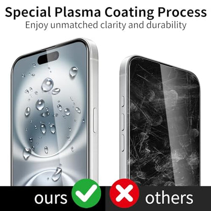 3 Pack Tempered Glass Screen Protector for iPhone 17 + 3 Pack Camera Lens Protector, 9H Hardness, HD Clear, Scratch Resistant, Case Friendly, Easy Install - size: iPhone 17