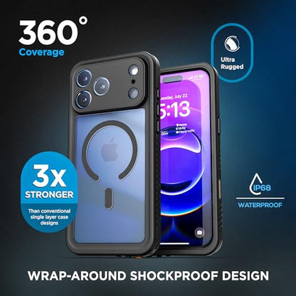 Encased Waterproof Case for iPhone 17 Pro with Belt Clip - IP-68 Full-Body Protection with Camera Control Button and Port Covers [Military Grade] (Compatible with MagSafe) - size: iPhone 17 Pro