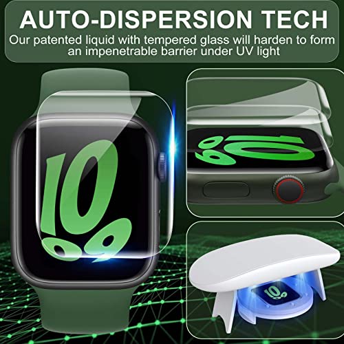 Compatible for Apple Watch Seires 9 8 7 Screen Protector 41mm, Tempered Glass 𝐇𝐢𝐝𝐞 𝐒𝐜𝐫𝐚𝐭𝐜𝐡𝐞𝐬 Full Coverage Bubble Free HD Film for iWatch Seires 9/8/7 41mm - 2 Pack - size: 41mm