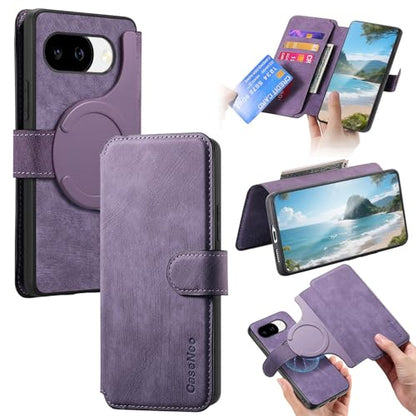 2 in 1 Detachable Wallet Case for Google Pixel 10a CMG Purple | PU Leather Magnetic Flip Folio Case with RFID Blocking Card Holder, Credit Card Slots Kickstand, Shockproof Protective Cover - color: Purple, size: Google Pixel 10a