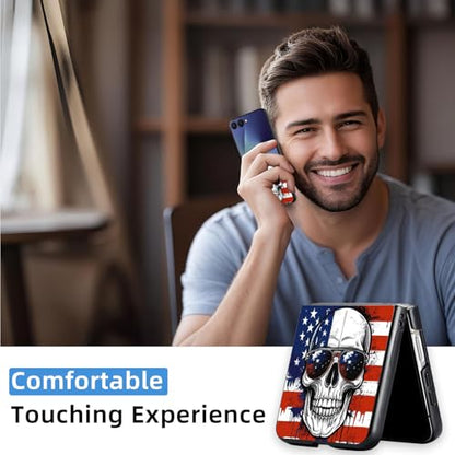 for Z Flip 7 Case Ultra Thin 1.2mm Matte Hard PC Phone Cover- Anti-Scratch Anti-Fingerprint Slim Fit Shockproof Protection Cover for Samsung Galaxy Z Flip 7 Case,American Flag Skull - color: American flag skull