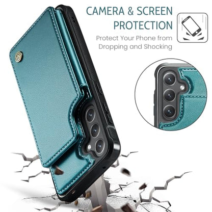 Kowauri for Samsung Galaxy S23 FE Case, PU Leather Wallet Case for Women Men with RFID Blocking Card Holder Slot Magnetic Closure Shockproof Protective Phone Cover for Samsung Galaxy S23 FE,Teal - color: Teal
