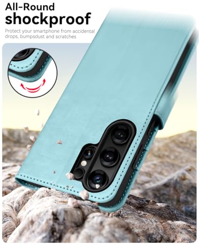 OCASE for Samsung Galaxy S26 Ultra Wallet Case, Card Holder, Ice Blue | RFID Blocking, Kickstand, Magnetic Closure, PU Leather Flip Folio, Shockproof TPU Shell, Protective Phone Cover (6.9") 2026 - color: Ice Blue, size: Samsung Galaxy S26 Ultra