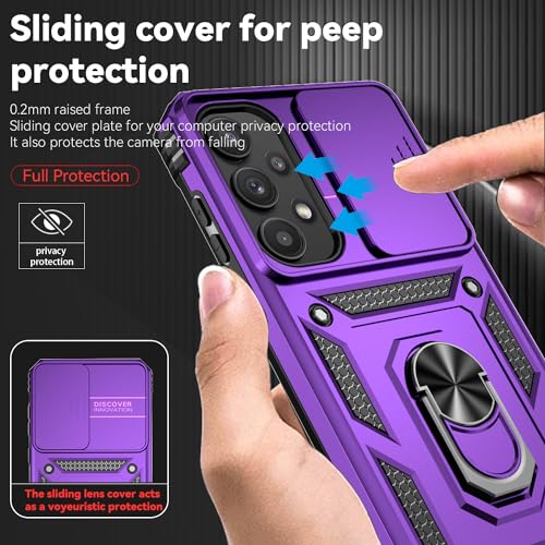 for Galaxy A35 5G Phone Case,Galaxy A35 5G Case,with Screen Protectors and Camera Cover,[Military Grade] 16ft.Drop Tested Cover with Magnetic Kickstand Protective Case for Samsung A35 5G, Purple - color: Purple