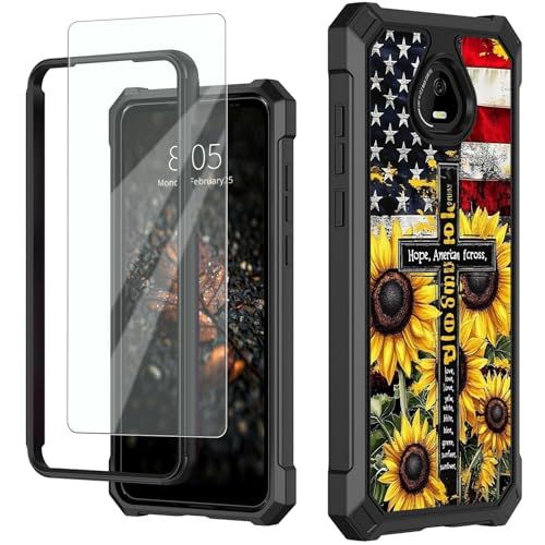 for Schok Volt Sv67q Sv67332 Case with Screen Protector, Military Grade Drop Protection, Dual Layer Hybrid Shockproof Protection TPU Phone Case for Schok Volt Sv67q, Cross American - color: Cross American