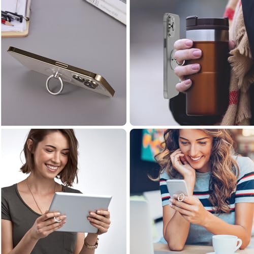 4 Pcs Diamond Cell Phone Ring Holder Stand Transparent Finger Grip Clear Phone Ring Grip Clear 360° Degree Rotation Kickstand Phone Rings for Back of Phone Compatible with Most of Phones