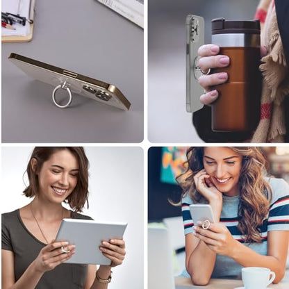 4 Pcs Diamond Cell Phone Ring Holder Stand Transparent Finger Grip Clear Phone Ring Grip Clear 360° Degree Rotation Kickstand Phone Rings for Back of Phone Compatible with Most of Phones