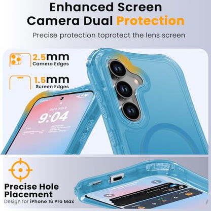 WRJ Magnetic Matte for Samsung Galaxy S26 FE Case,Samsung S25 FE Case [Fit for MagSafe][Military Grade Drop Protection] Translucent Shockproof Protective Phone Case-Ice Blue - color: Ice Blue, style: Matte