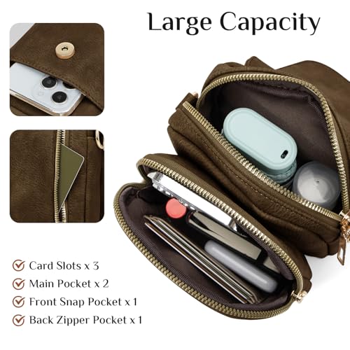 Fashion Small Crossbody Bags for Women Trendy Designer Cell Phone Purses | Adjustable Straps,with Card Holder,Detachable Wristlet Strap,small Cross Body Bag for Woman,Mini Bags,Travel Purse,Work,Gym - color: Coffee