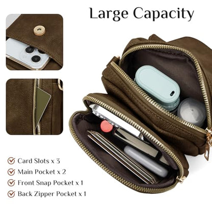 Fashion Small Crossbody Bags for Women Trendy Designer Cell Phone Purses | Adjustable Straps,with Card Holder,Detachable Wristlet Strap,small Cross Body Bag for Woman,Mini Bags,Travel Purse,Work,Gym - color: Coffee