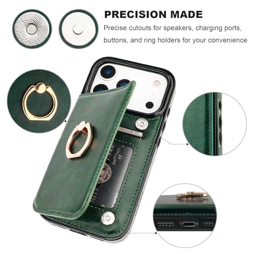 ONETOP for iPhone 18/17 Pro Wallet Case with Credit Card Holder,Green - color: Green