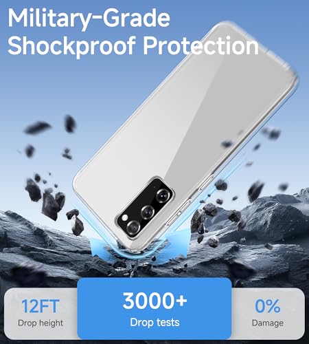USLAI Case for Samsung Galaxy S20, Anti-Yellowing, Crystal Clear Back, Shockproof & Military‑Grade Drop Protection - Transparent - color: Clear, size: Galaxy S20