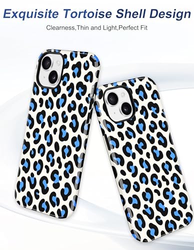 Jusy Magnetic Cheetah Phone Case for iPhone 16 Pro Max,Blue Leopard | Compatible with MagSafe,Cute Aesthetic Tortoise Shell Design,TPU and PC Protective Shockproof Cover - color: Blue Leopard