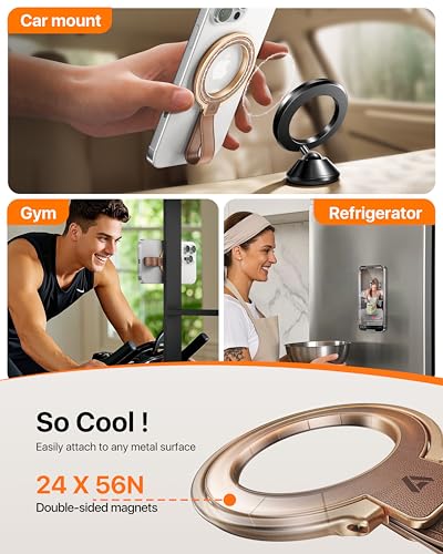 andobil 2026 Premium Leather Magnetic Phone Grip Holder for MagSafe, Stable - color: brown