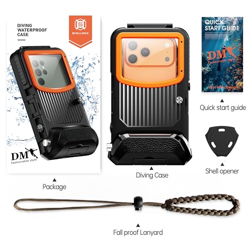 Universal Waterproof Phone Case Designed for iPhone- 50ft/15m Underwater Protection for Snorkeling, Diving, with Mechanical Button for Taking Photos & Videos (Black, iPhone (5.4"-6.9"))