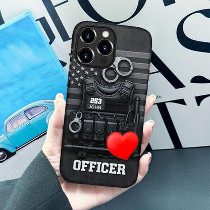 Personalized Police Clear Phone Case Custom Name, Firefighter Protective Case Compatible with Phone Devices, Law Enforcement Gift for Men Dad Husband (#3)