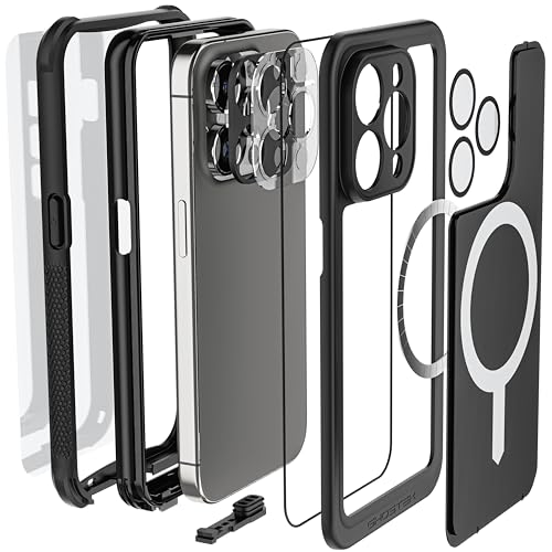 Ghostek Nautical iPhone 15 Pro Waterproof Case with Holster Clip - Screen & Camera Protector, MagSafe Compatible, Heavy Duty Protection (6.1 Inch, Black) - color: Black, size: iPhone 15 Pro