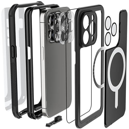 Ghostek Nautical iPhone 15 Pro Waterproof Case with Holster Clip - Screen & Camera Protector, MagSafe Compatible, Heavy Duty Protection (6.1 Inch, Black) - color: Black, size: iPhone 15 Pro