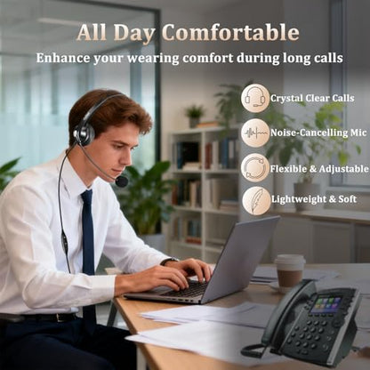 Callez RJ9 Polycom Phone Headset for Polycom VVX411 VVX311 VVX500 VVX601