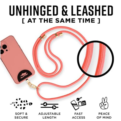 Pilotfish Team Phone Lanyard Strap – Universal Neck & Crossbody Cell Phone Holder, Anti‑Drop, Adjustable for iPhone & Android - color: Gold Buckle/Pink