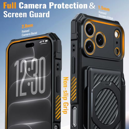 for iPhone 18 Pro Wallet Case With 4-5 Card Holder, 360° Stand - color: Black, size: iPhone 18 Pro