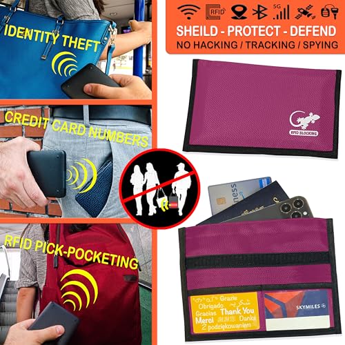 Gecko Travel Tech Faraday Bag Anti-Tracking GPS RFID Car Key Signal Blocker Wallet Shielding Pouch Protective Case for Cell Phone Car Key FOB, Data Privacy, Electronic Device Security (PINK - NYLON) - color: PINK - NYLON