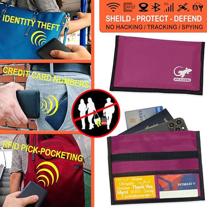Gecko Travel Tech Faraday Bag Anti-Tracking GPS RFID Car Key Signal Blocker Wallet Shielding Pouch Protective Case for Cell Phone Car Key FOB, Data Privacy, Electronic Device Security (PINK - NYLON) - color: PINK - NYLON