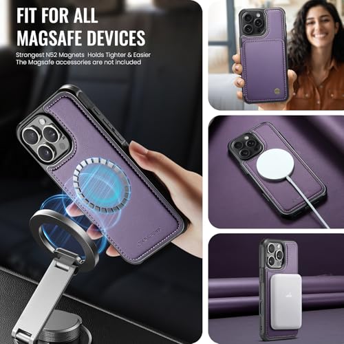 Wallet Case for iPhone 16 Pro Max Compatible with MagSafe for Men Women, Detachable Magnetic Wallet Phone Case with Card Slot Holder RFID Blocking for iPhone 16 Pro Max 6.9 inch (Purple) - color: Purple