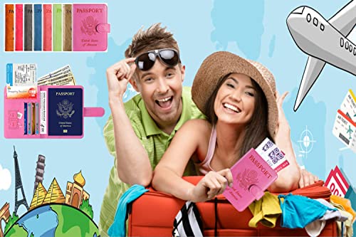 Passport Holder Cover Wallet RFID Blocking, Travel Essentials | Leather Card Case, Travel Accessories for Women Men, Pink - color: Pink