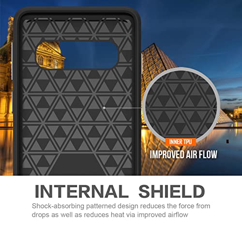 KIOMY Case for Samsung Galaxy S10, Shockproof Bumper Protective Cover Hybrid Design Hard PC Back with Flexible TPU Inner 2 in 1 Dual Layers Design (Matte Black) - color: Black