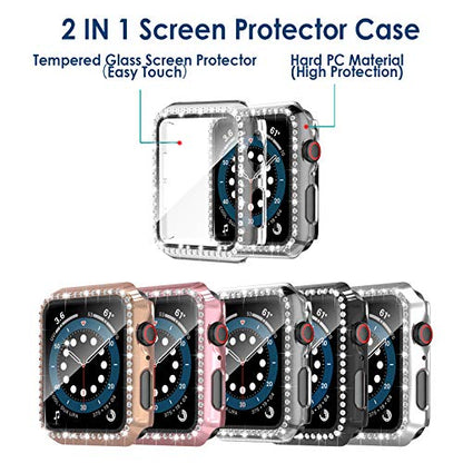 Simpeak 5Pack Bling Screen Protector Case Compatible with Apple Watch 38mm 42mm 40mm 44mm 41mm 45mm Series 10 42mm 46mm, Screen Case Compatible with iWatch Series 10 9 8 7 6 5 4 3 2 1 (44mm) - size: 44mm