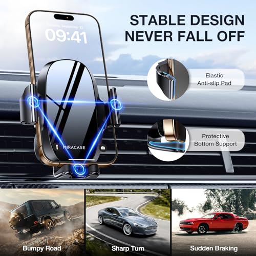 miracase Upgraded-2nd Generation Universal Phone Holders for Your Car, Hands Free Air Vent Car Phone Holder Mount Compatible with iPhone 16/15/14/13/12/11 Series and All Phones - style: King Blue